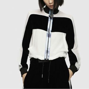 Diesel Women’s G-Tikal Jacket Light Weight Black Velvet Contrasting